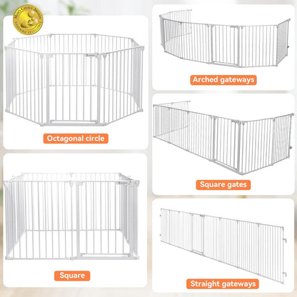 COMOMY 198" Baby Gate Extra Wide, Dog Gate Pet Gate for House Stairs Doorways Fireplace, 3 in 1 Play Yard Child Safety Gate, Auto Close, Hardware Mounted (30" Tall, Black)