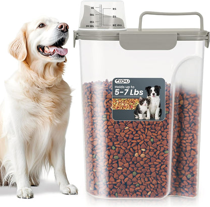 Dog Cat Food Storage Container, Pet Food Container Airtight with Large Spout & Cup, BPA-Free Plastic Food Dispenser for Pet Food, Bird Seed, Rice, Flour - Pink 2.5-5lb (1 pack)
