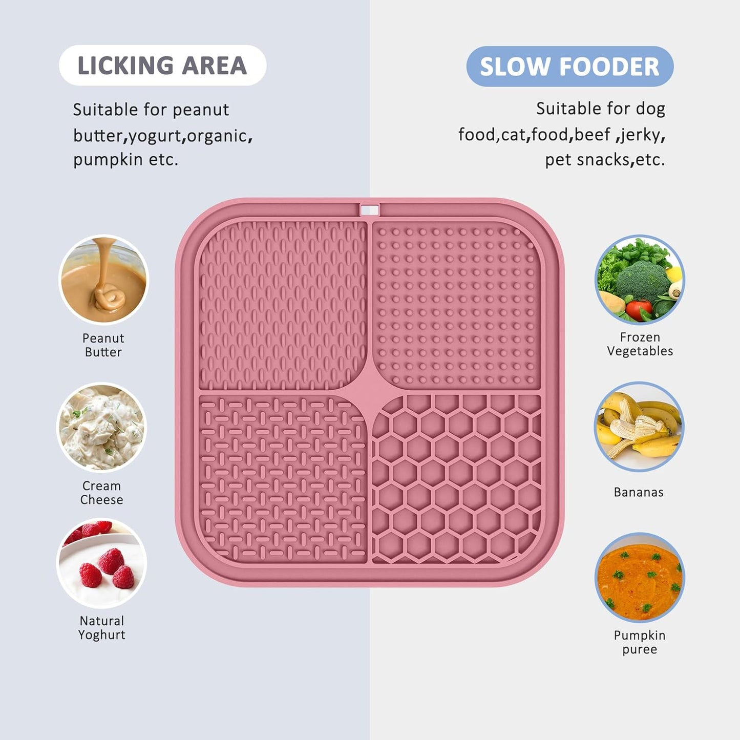ChefAide 2 Pack Lick Mat for Dogs,Cats,Upgraded 8.5×8.5 inches Licking Mats with Suction Cups,Slow Feeder Licking Pad for Anxiety Relief and Boredom Reducer,Suitable for Dog Training Set 3