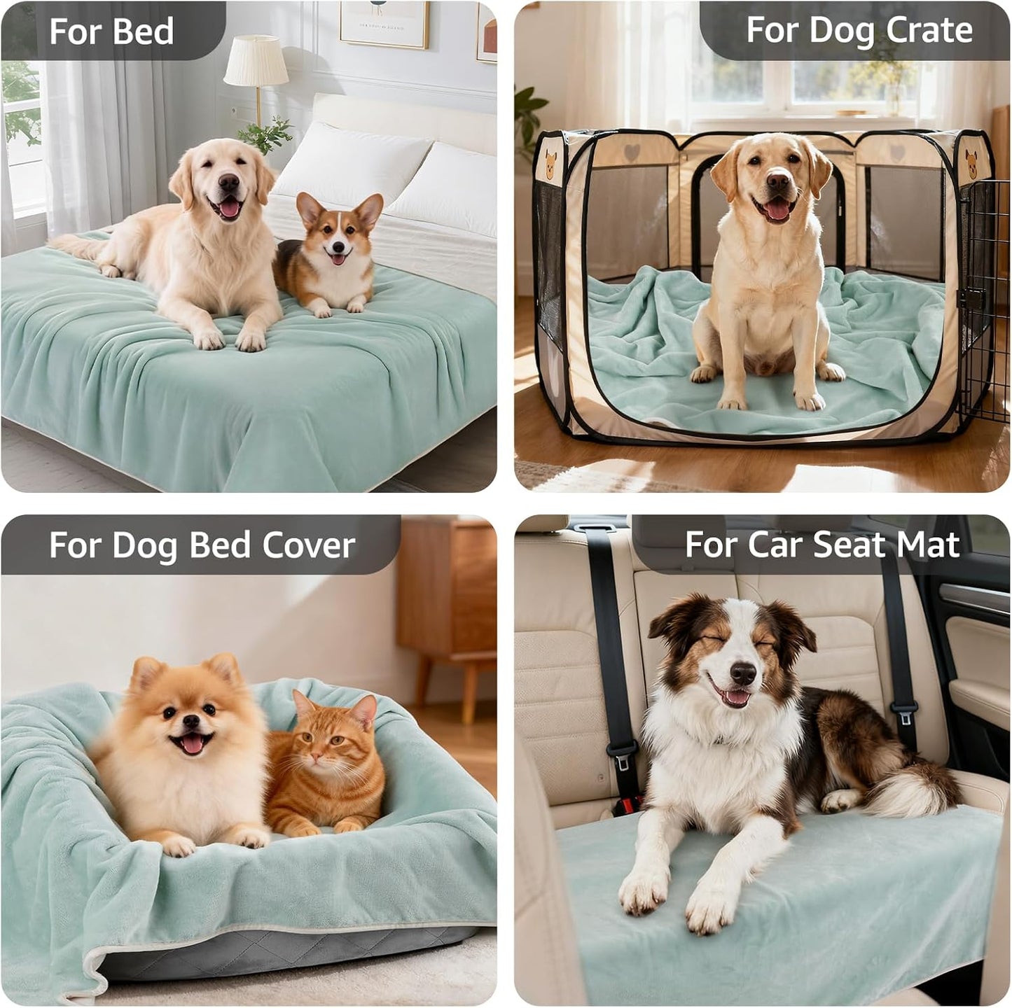 LOOBANI Waterproof Blanket for Bed: Reversible Soft Flannel Twin Bed Blanket 60" x 80", Leakproof Throw Spill-Proof Dog Pet Blanket for Couch Cover, Movie Time, Camping, Travel, Grey