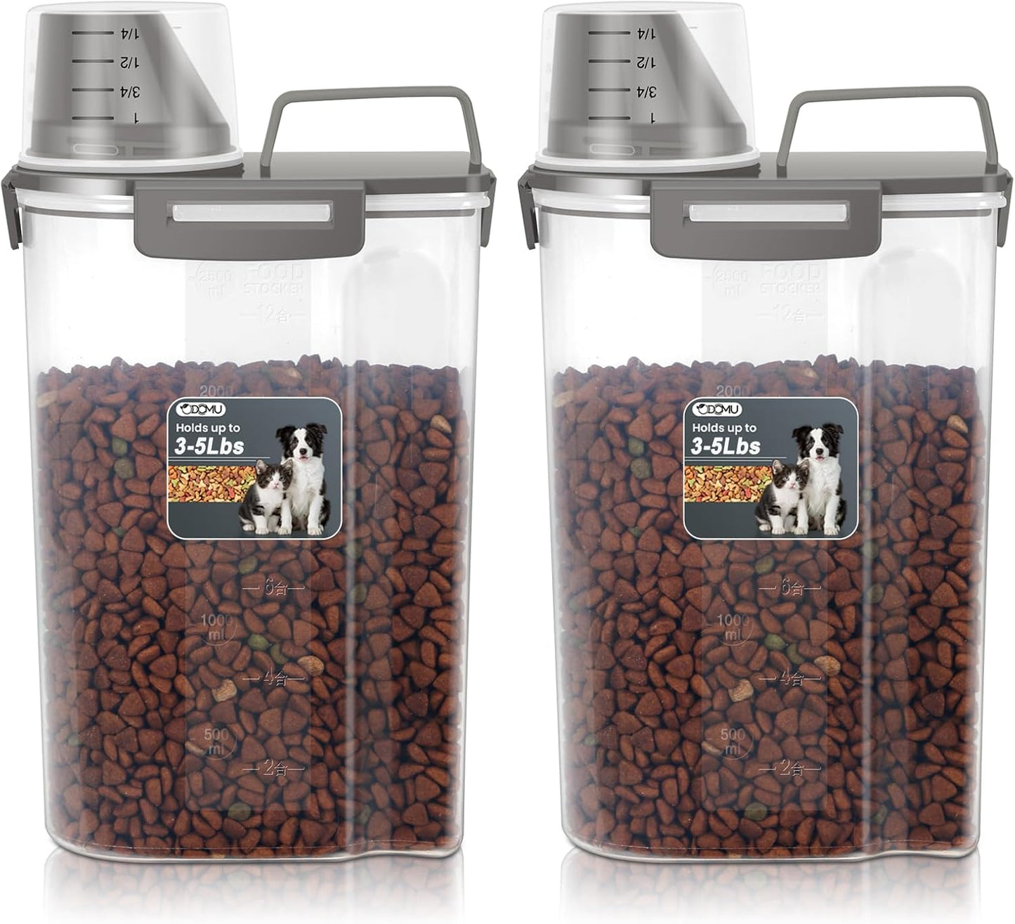 Dog Cat Food Storage Container, Pet Food Container Airtight with Large Spout & Cup, BPA-Free Plastic Food Dispenser for Pet Food, Bird Seed, Rice, Flour - Pink 2.5-5lb (1 pack)