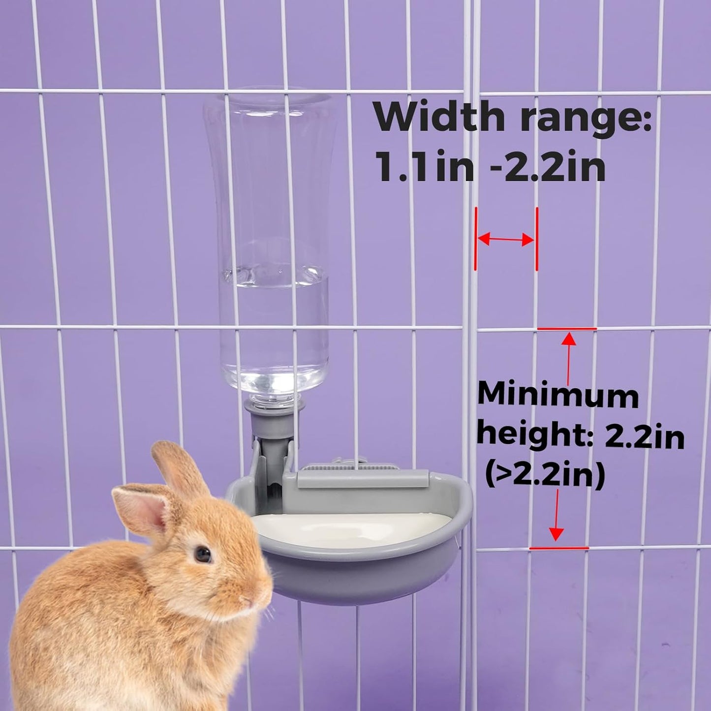 VANNON 16oz Pet Water Bottle, Gravity Dog Water Bowl Dispenser for Cage, Anti-Overflow Water Dispenser for Small Dogs, Cats, Rabbits and Other Small Animals, BPA Free, Grey