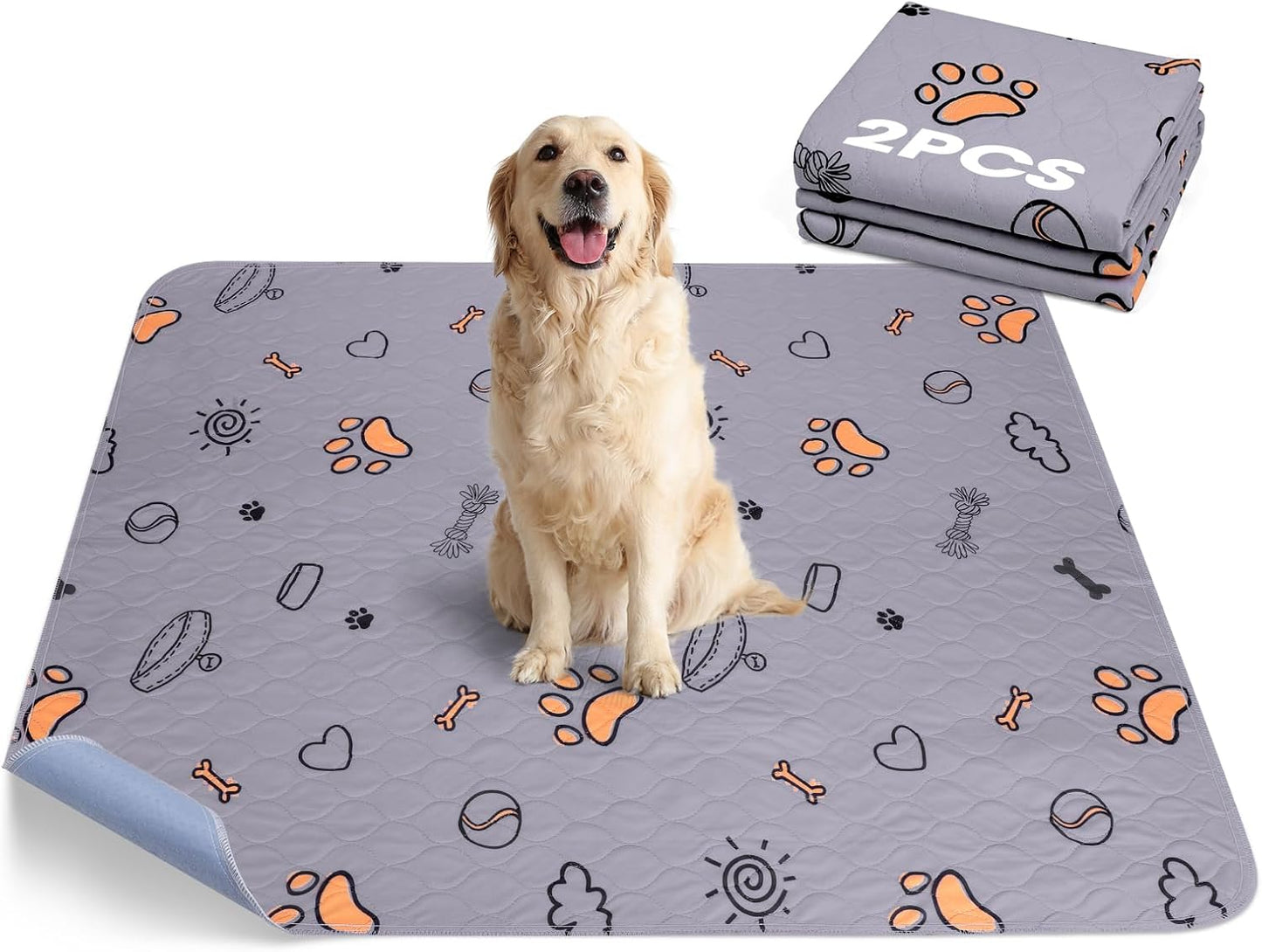 Washable Pee Pads for Dogs, 2 Pack Large 36"x41" Super Absorbent Reusable Dog Training Pads, 100% Waterproof Non-Slip Puppy Whelping Dog Playpen Indoor Pads Mat Pet Supplies