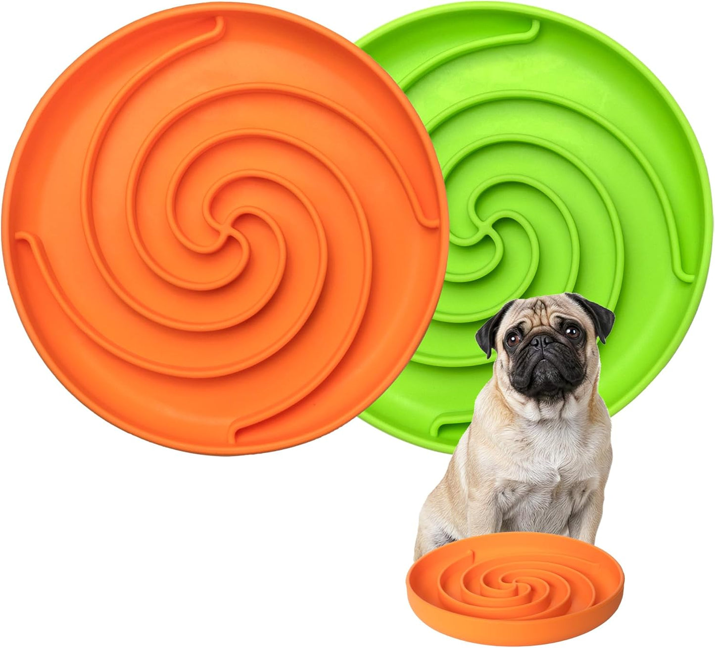 Bifeaw Slow Feeder Dog Bowls, Dishwasher Microwave Safe Silicone Puppy Puzzle Bowl with Non-Slip Design for Eating (Grey Green)