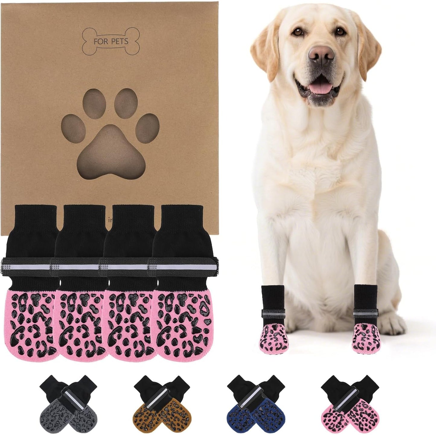 KOOLTAIL Dog Socks Shoes for Hot Pavement to Prevent Licking Paws, Winter Dog Boots&Paw Protector for Hardwood Floors Anti Slip,Traction Control Grip Booties for Small Medium Large Senior Dogs,Black M