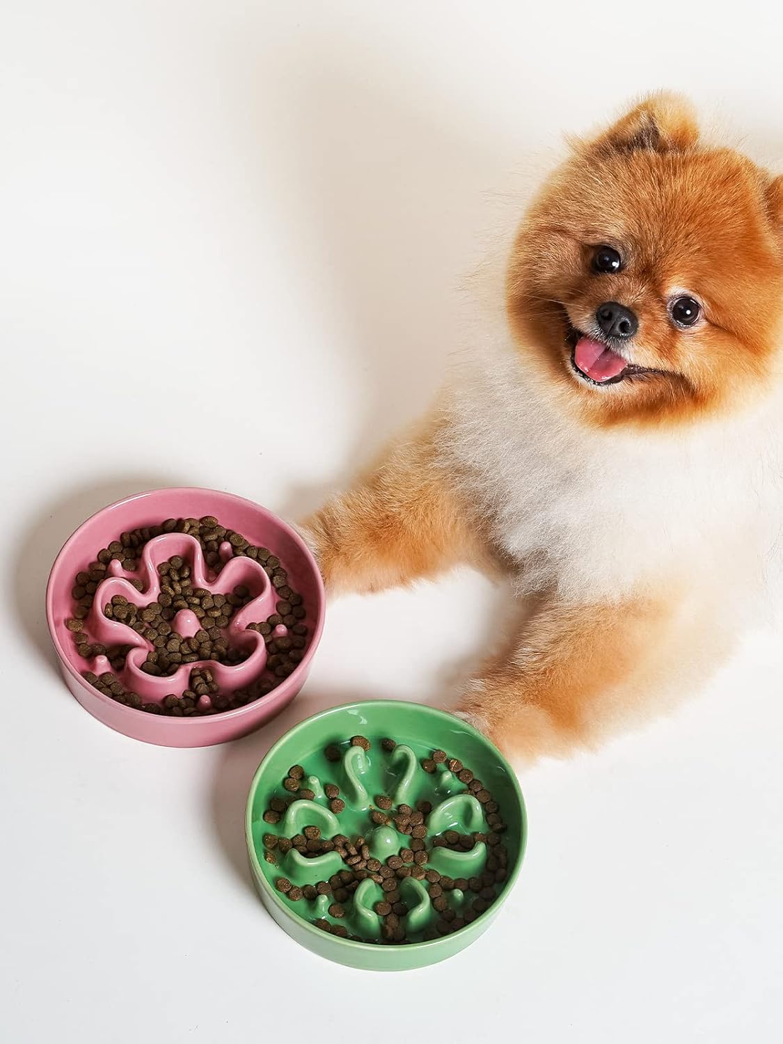 LE TAUCI Dog Bowls Slow Feeder Ceramic, 1.5 Cup Slow Feeding Bowl for Small and Medium Breed, Puzzle Dog Food Bowl for Fast Eater, Maze Purple