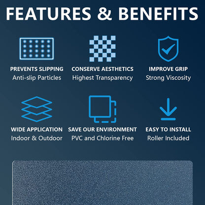 Non Slip Stair Treads 4’’ x 24’’, 15 Pack Pre-Cut Transparent Anti Slip Strips, Waterproof and High Viscosity, Adds Non Slip Traction to Floor, Bathroom, Safety for Kids, Elders and Pets