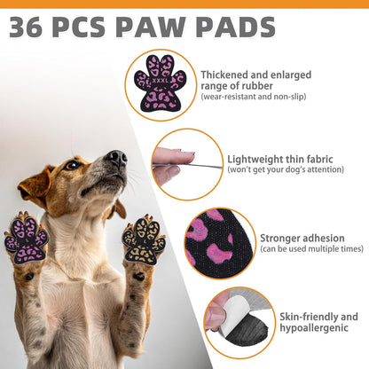 KOOLTAIL Dog Paw Protector Pads for Hot Pavement, Anti-Slip Grips Traction for Senior Dogs on Hardwood Floors,36 pcs Dog Feet Stickers with Stronger Adhesive, Pet Shoes Booties Socks Replacement,XL