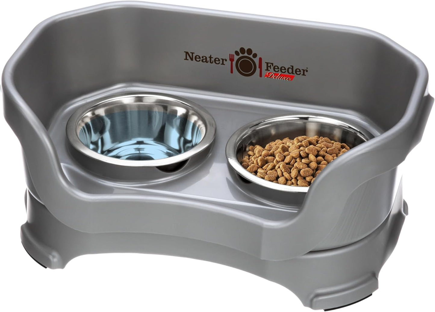 Neater Pet Brands Neater Feeder Deluxe Mess Proof Dog Bowls Elevated for Large Dogs Over 40 lbs, Made in USA, No Spill Raised Dog Food Bowl Stand Feeding Station, Food and Water Bowl Set, Black
