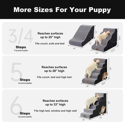 ZOMISIA Dog Ramp for Large Dogs - 24"H 5-Step Pet Stairs for High Beds with Tunnel, 2-in-1 Design with Zippers, Suitable for Indoor Cat Ladders with Non-Slip Bottom, Beige