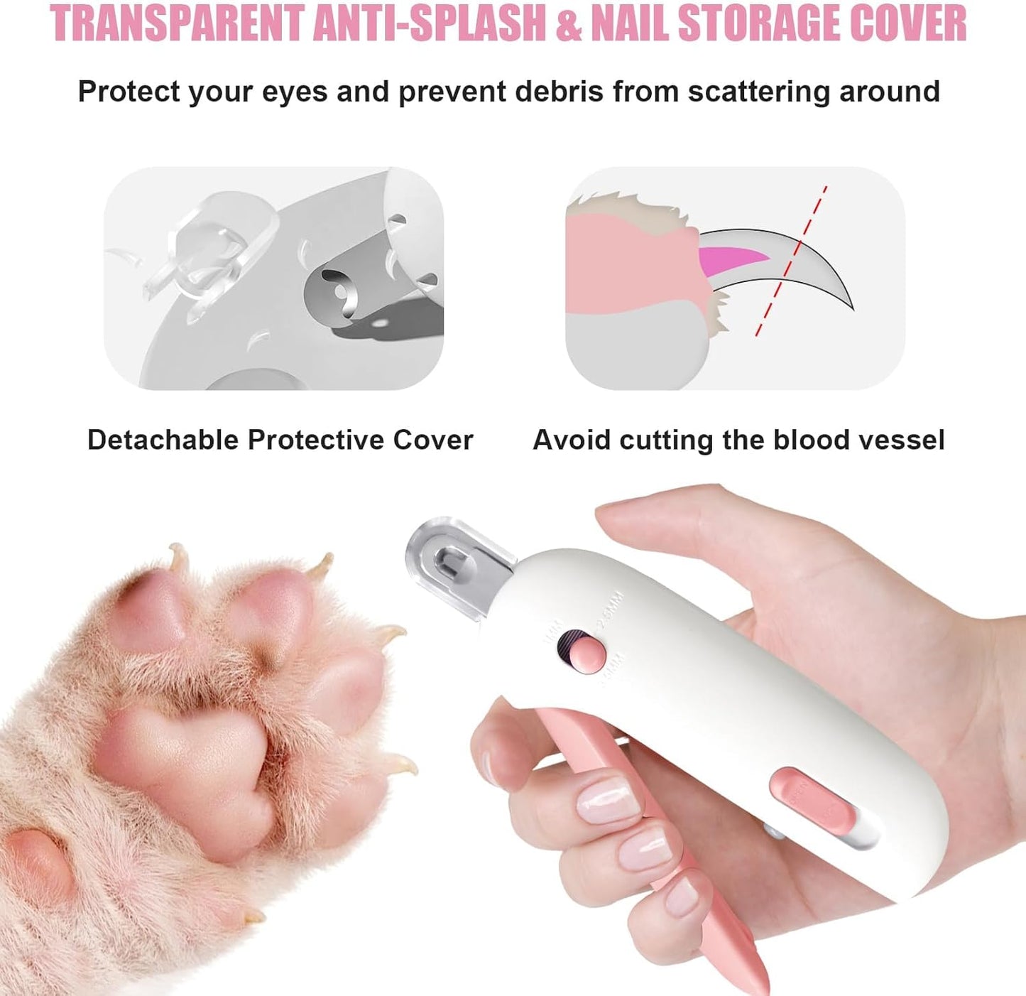 Cat Nail Clipper and Trimmer with 3 Adjustable Safety Levels Trimming Hole, Professional Indoor Kitten Supplies, Puppy Grooming Tools, with Debris Catcher & Hidden Nail File Blue