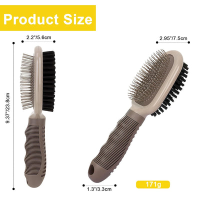 2-in-1 Double-Sided Dog Brush for Shedding Pin&Bristle Deshedding Dog Brush Pet Grooming Brush for Short&Long Haird Dogs and Cats Remove Loose Hair Knots Tangles