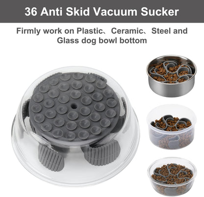 Anipaw Dog Slow Feeder Bowls Silicone Spiral Pet Food Feeder Insert to Slow Down Eating for Large Medium Small Breed Dogs Perfect with Stainless Steel Glass Ceramic Pet Bowls (Grey)