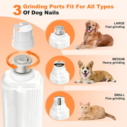 2-in-1 Dog Nail Grinder & Cat Nail Clippers Trimmers for Large Medium Small Dogs Cats Claw Trimmer Quick Sensor with 2 LED Lights Safety Guard USB Rechargeable Dogs Nail Trimmer (White)