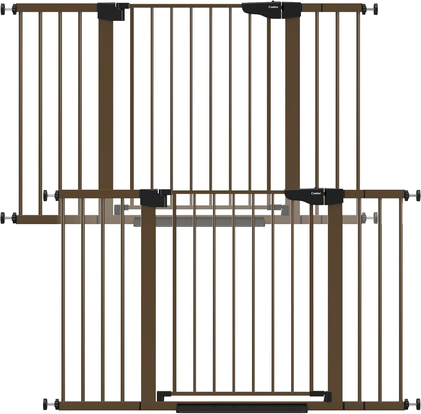 Cumbor 36.6-64" Extra Wide Baby Gate for Stairs, Dog Gates for Doorways, Auto-Close Pet Gate Indoor, Pressure Mounted Walk Through Safety Child Gate for Kids Toddler, Tall Pet Puppy Fence Gate, Brown