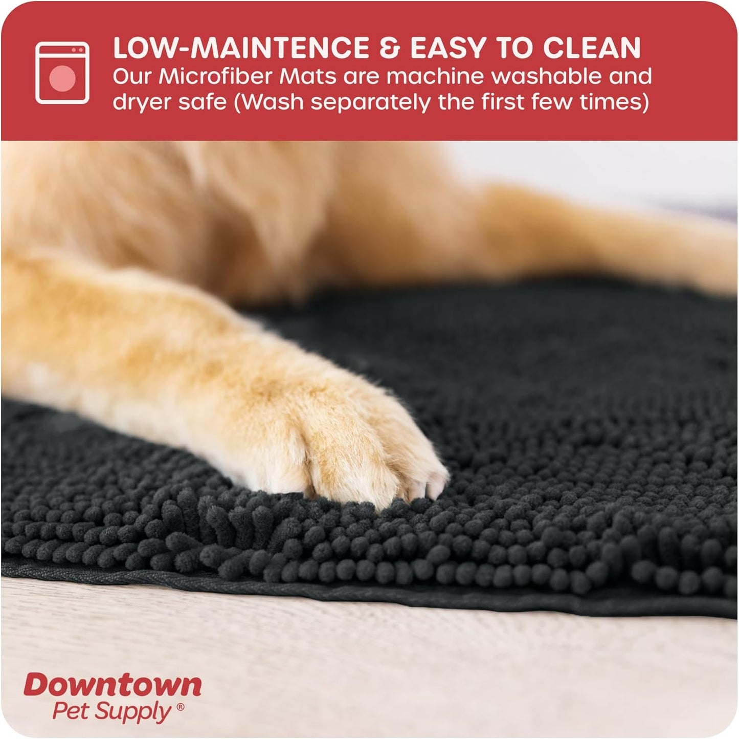 My Doggy Place Dog Mud Mat, 36"x26" Ash – Thick Microfiber Entry Rug for Snow, Mud & Salt – Absorbent, Quick-Dry, Washer-Safe & Non-Slip, Large