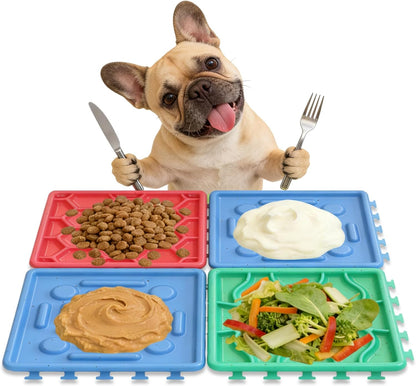 Dog Lick Mat for Training and Boredom Relief, Non-Slip Slow Feeder Puzzle with Suction Cups for All Breed Dogs and Cats, Dishwasher Safe Pet Dish for Dry and Wet Food