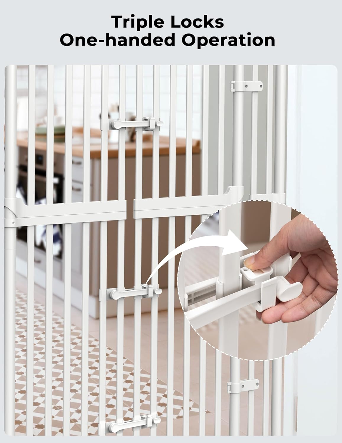 Extra Tall Cate Gate for Doorway: Pressure Mount 74.8"-90.5" Tall Cat Gate for Pets in Extra 30.3"-47.2" Width No Wall Drilling No Toddler for Indoor Stairs Hallway Room Safety Barrier