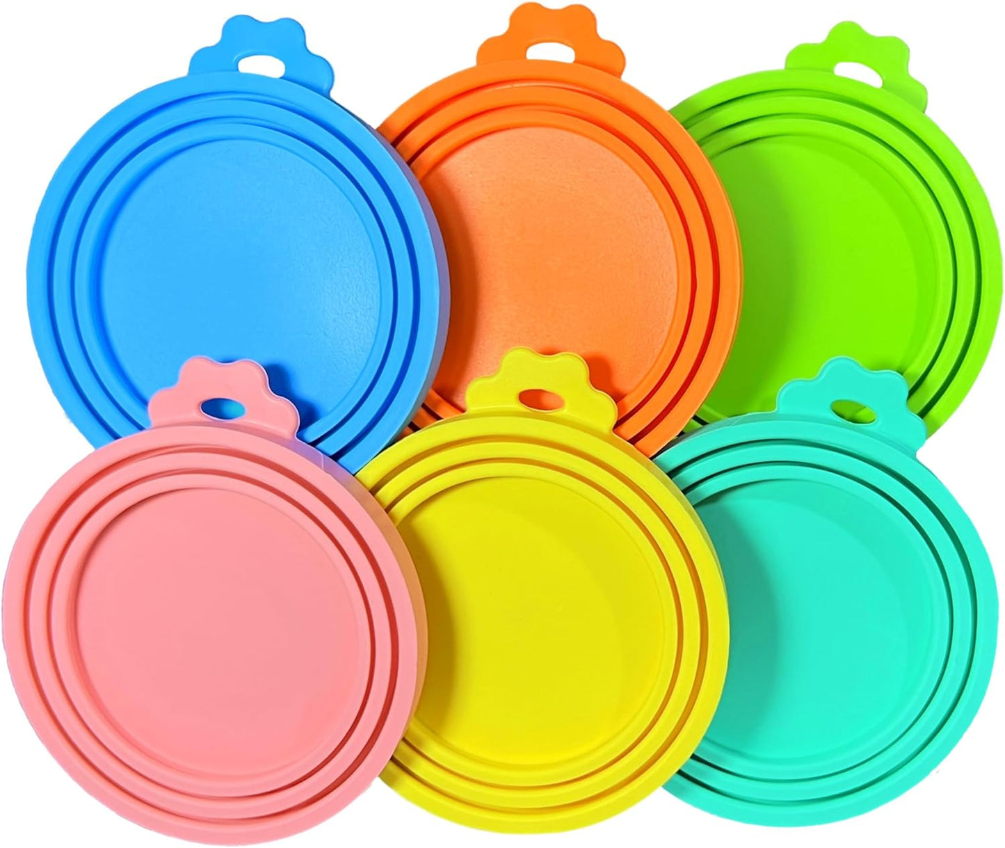 2 Packs Dog Food Can Lids, Inner rings 2.6”/3”/3.4” Fits 3-15oz Standard Cans/Tins, Multi-Size cat food can lid, Silicone Can Covers for dog food cans, BPA Free, Reusable(Green/Cyan+1 spoon)