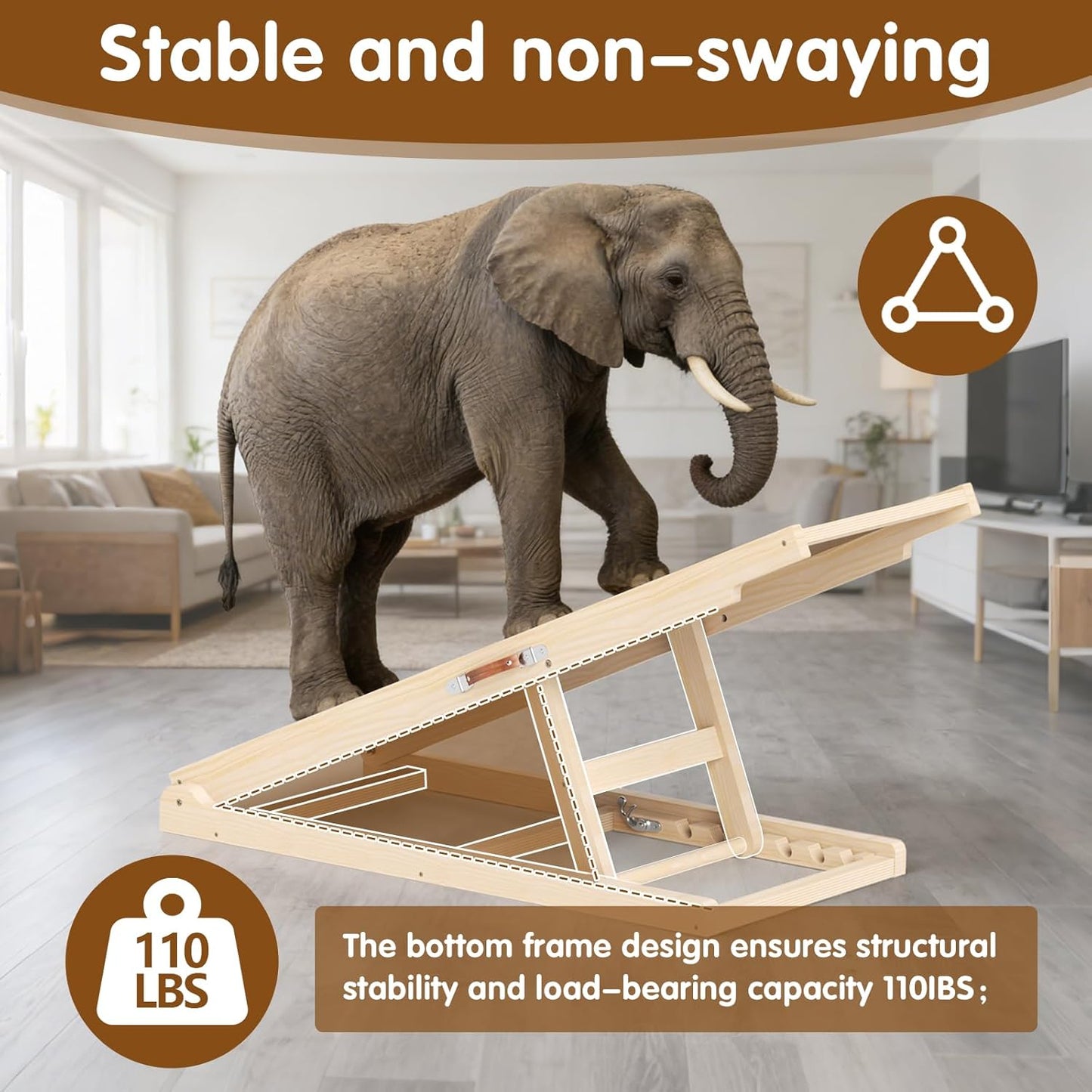 Dog Ramp for Couch with Non-Slip Silicone Mat, 39" Wooden Pet Ramps for Small Dogs, Hold up to 100lb, Adjustable Height from 11.41" to 20.47", Portable Stable Pet Step for Sofa Stairs