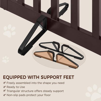 Yaheetech 36" H Extra Tall Freestanding Pet Gate 4-Panel Wooden Dog Fence with 2 Support Feet Folding Dog Gate for Indoor, Stairs, Doorways, Halls, Kitchen Wooden Pet Barrier White, 79.5" L x 36" H