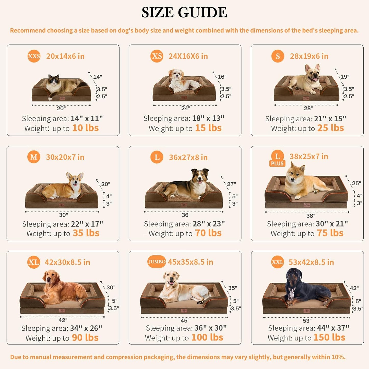 Comfort Expression Orthopedic Dog Bed for Extra Large Dogs 42x30 Inch, Waterproof Egg Crate Foam XL Pet Bed with Removable Bolsters, Dog Couch with Washable Cover & Non-Slip Bottom, Grey - Colors B