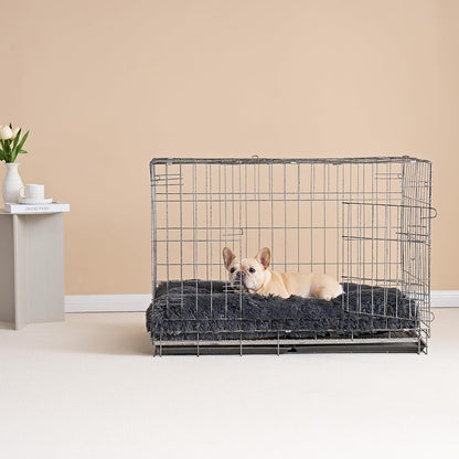 EHEYCIGA Fluffy Dog Crate Bed for Medium Dogs, Plush Faux Fur Crate Pad, Calming Anti Anxiety Medium Dog Bed, Washable Soft Warm Crate Mat with Non-Slip Bottom