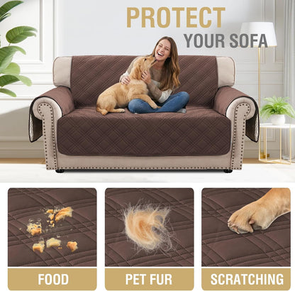 H.VERSAILTEX 100% Waterproof Slipcovers for Couches and Sofas Modern Pet Couch Cover Thick Soft Furniture Protector with Elastic Straps(Sofa, Lily Pad/Beige)