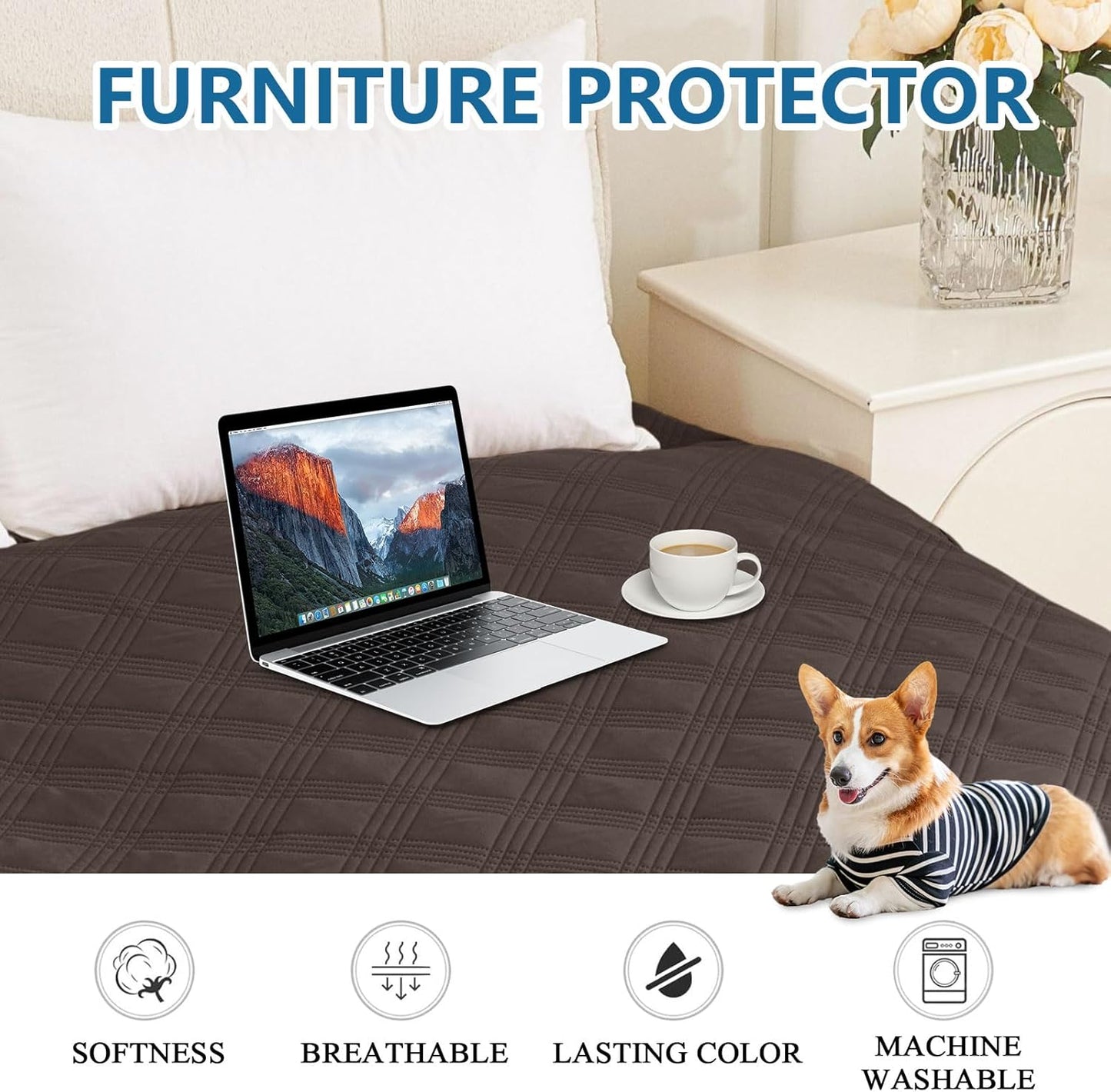 hyha Waterproof Dog Bed Blanket, Soft Pet Blankets, Waterproof Couch Cover for Dogs, Reversible Sofa Covers Washable for Furniture (30x70 Inch, Grey/Dark Grey)