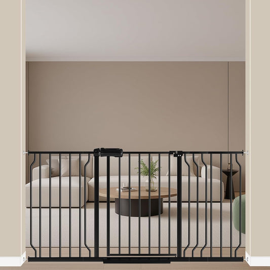 ALLAIBB Extra Wide Pressure Mount Baby Gate Auto Close Metal Child Dog Pet Safety Gates with Walk Through for Stairs,Doorways,Kitchen and Living Room (62.02-66.93"/158-170cm)