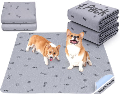 Washable Pee Pads for Dogs, 2Pack Reusable Puppy Pads, Absorbent Whelping Pads with Bone Print, Non-Slip Waterproof Pet Training Pads for Couch, Crate, Potty Training 18x24
