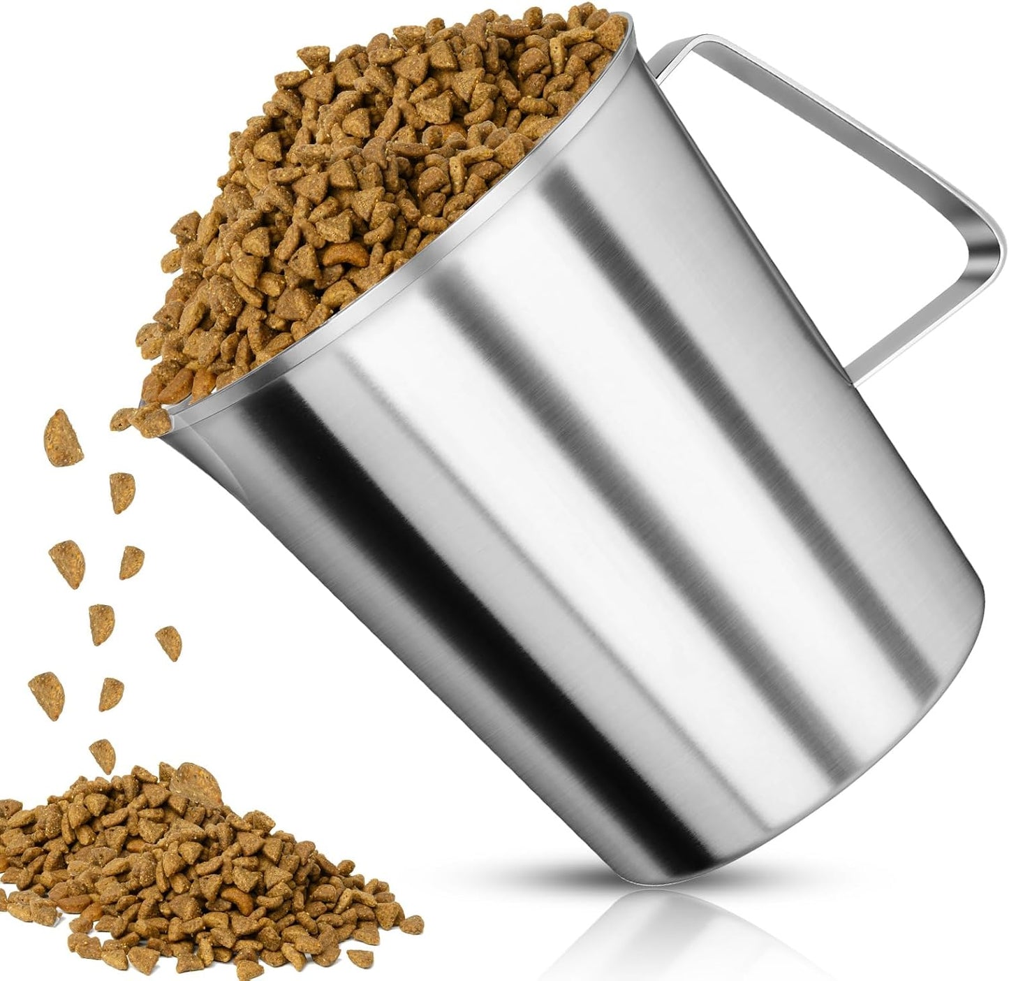 2 Cup Dog Food Scoop 304 Stainless Steel Dog Food Measuring Cups Pet Food Measuring Cups Scoop for Dog,Cat or Bird Food, Injection Molded and Dishwasher Safe