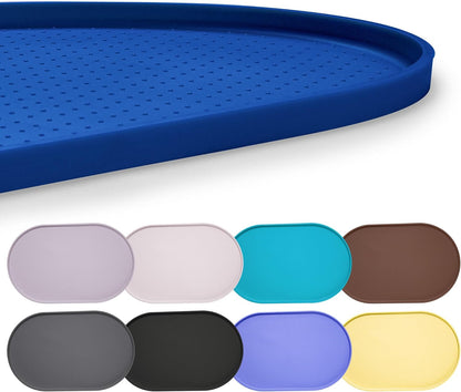 Hubulk 100% Waterproof Silicone Pet Feeding Mat with Raised Edge for Food and Water, Dog Bowl Mats, Cat Bowls Placemat with High Lip Protects Floor for Cats and Dogs (Gray, 19" L x 12" W)