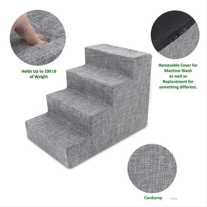 Best Pet Supplies Dog Stairs & Steps - Foam Steps for Small Dogs & Cats, Non-Slip Indoor Balanced Pet Step Support, Dog Ramp, No Assembly, Ash Gray Linen, 2-Step (12-inch Height)