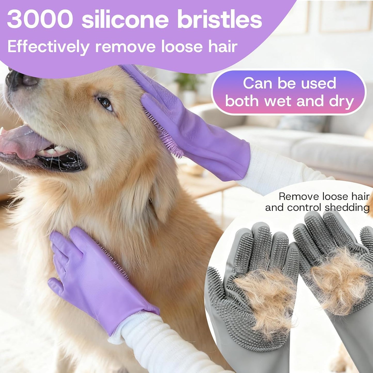 2-Pair Pet Hair Remover Glove for Dogs and Cats Washing, Grooming, & Deshedding – Multipurpose Silicone Dog Bath Gloves, Cat Brush Glove Mitt for Pet Cleaning & Household Use (pink & Blue)