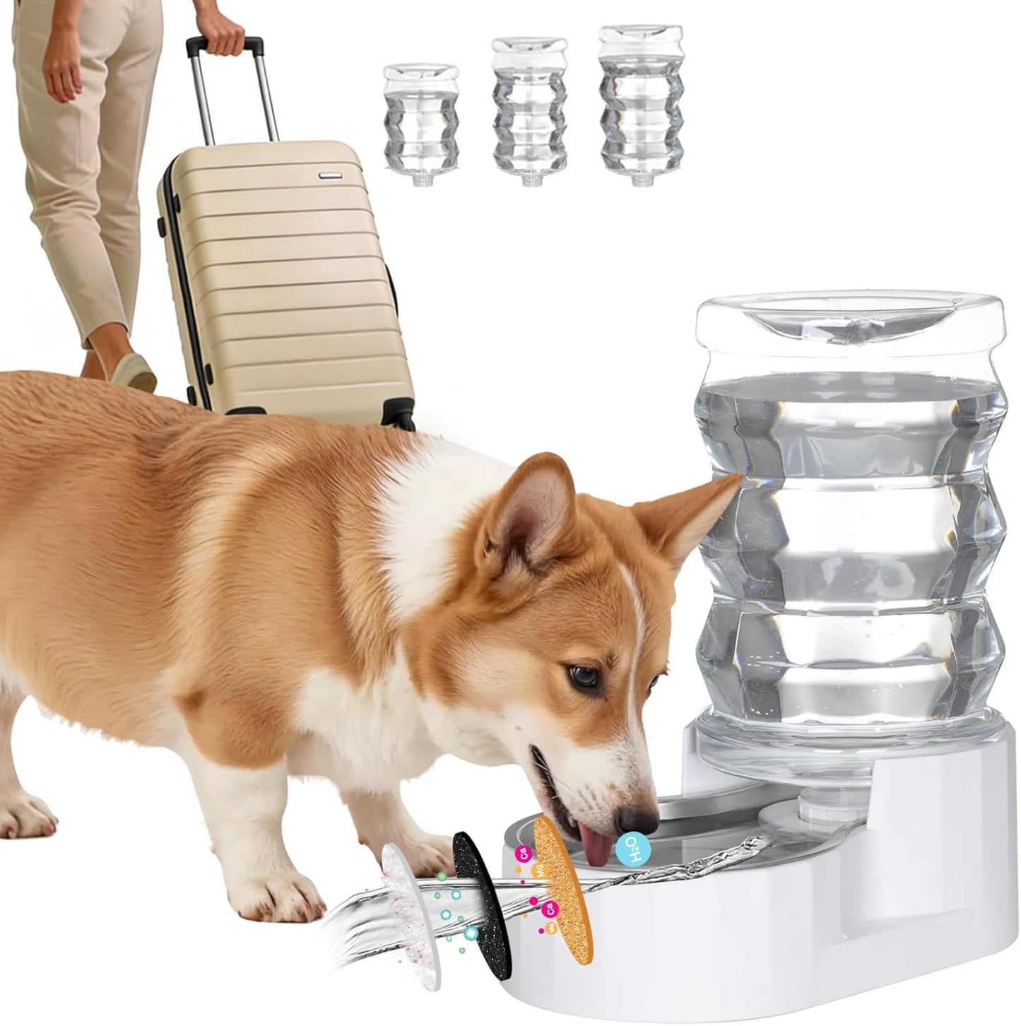 RIZZARI 8L Elevated Pet Water Dispenser – Stainless Steel Gravity Waterer with Auto-Refill Design for Medium and Large Dogs & Senior Pets -Comfortable Drinking Height for Living Rooms,Multi-Pet Homes