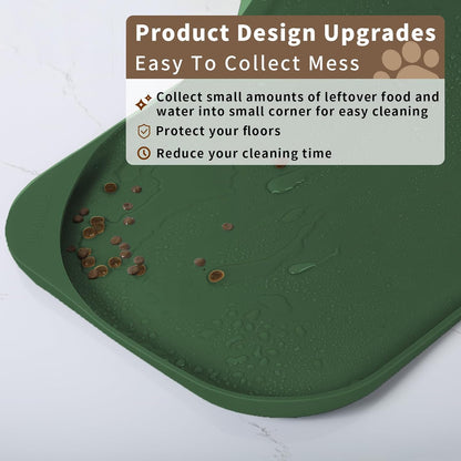 Smilool Silicone Pet Food Mat with Raised Edge for Food and Water Bowl, Dog Feeding Mats, Cat Food Trays for Floor Waterproof, Rubber Tray for Dogs and Cats, 19 x 12 x 0.7 Dark Brown
