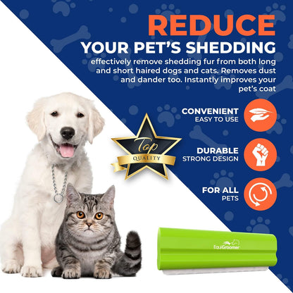 EasyGroomer Deshedding Brush for Dogs & Cats – Undercoat Grooming Tool for Short & Long Hair, Removes Loose Fur & Dirt, Reduces Shedding for Small & Large Pets, Purple