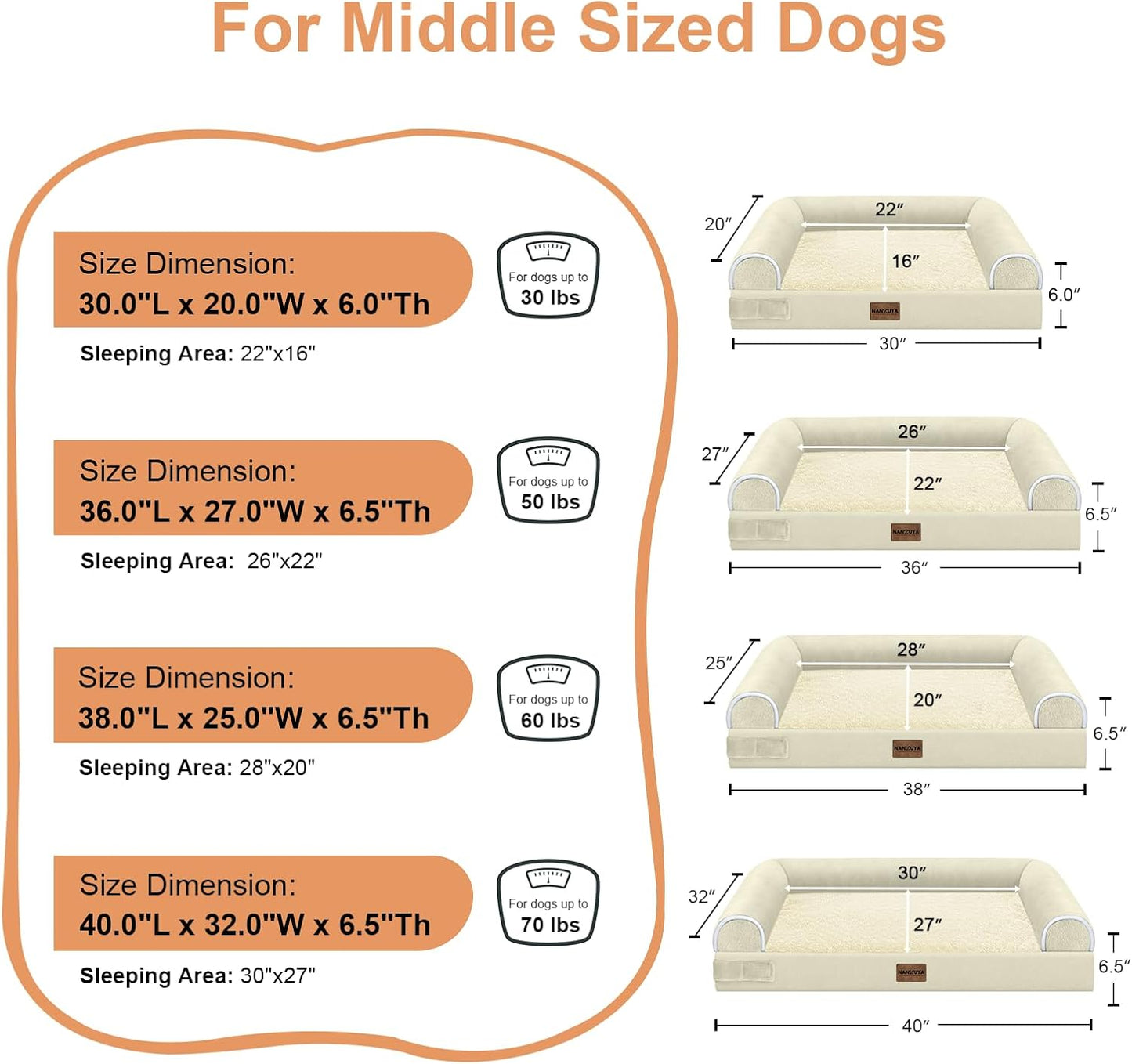 Large Dog Bed Orthopedic Washable: Beds Bolster XL Bed Large Big Dogs Memory Foam Couch Sofa Waterproof with Removable Cover