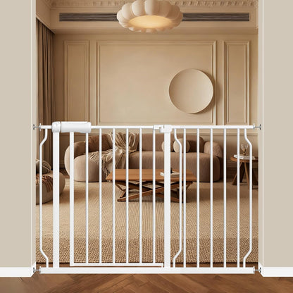 ALLAIBB Extra Wide Pressure Mounted Baby Gate Walk Through Child Kids Safety Toddler Tension White Long Large Pet Dog Gates with Extension for doorways Kitchen (57.48-62.20"/146-158cm, Black)