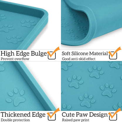Ptlom Pet Placemat for Dog and Cat, Mat for Prevent Food and Water Overflow, Suitable for Small, Medium and Big Pet, 18" 12", Grey, Silicone