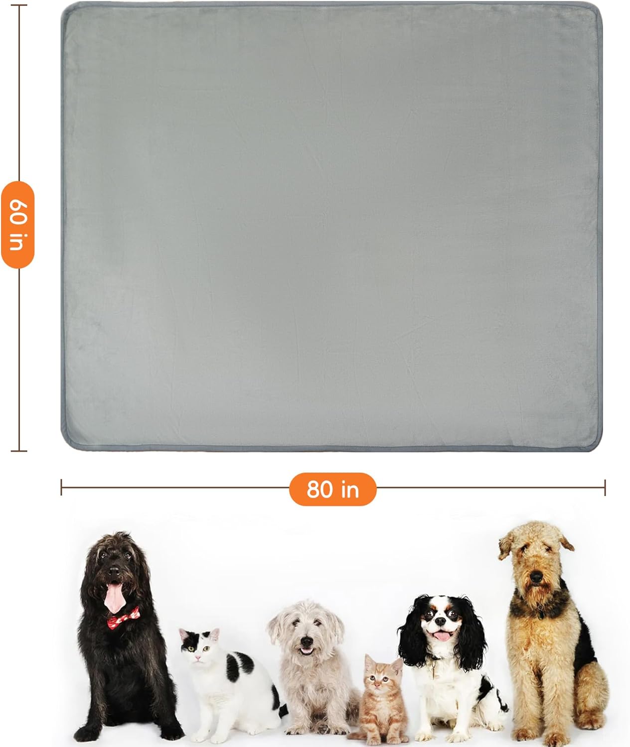 Waterproof Dog Blankets Pet Blanket 50"x60", Soft Fluffy Sofa Car Bed Protector, Reversible Sherpa Fleece Dog Blanket for Large Dogs (Dark Grey-Paws)