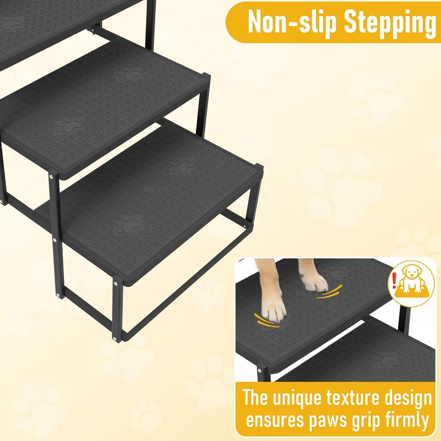 Dog Steps for Car, 5 Steps Foldable Dog Stairs for Large Dogs with Upgraded Non-Slip Surface, Pet Ramp Alternative, Heavy-Duty Plastic Pet Stairs for Vehicles, SUV, Truck, Lightweight & Portable