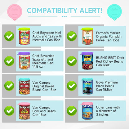 4PCS 3-inch Silicone Can Lids for Goya | Van Camp's | Chef Boyardee | Bush's Best | Farmer's Market Can, Tight Seal Cover for Canned Good, Can Toppers, Reusable Food Saver Lid (Can NOT Included)