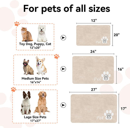 Dog Food Mat - Absorbent Cat Dog Bowl Mat for Food and Water, Quick Dry Pet Food Mats for Floors with Waterproof Rubber Backing, Puppy Cat Feeding Mats for Messy Drinkers,12"x20", Dark Grey