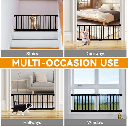 SHYUJAJIE Dog Gate for Small Dogs,Adjustable 18-48" Extra Wide Short Dog Gate for doorways,Low Pet Gate to Step Over for Stairs(White, 10" Height)