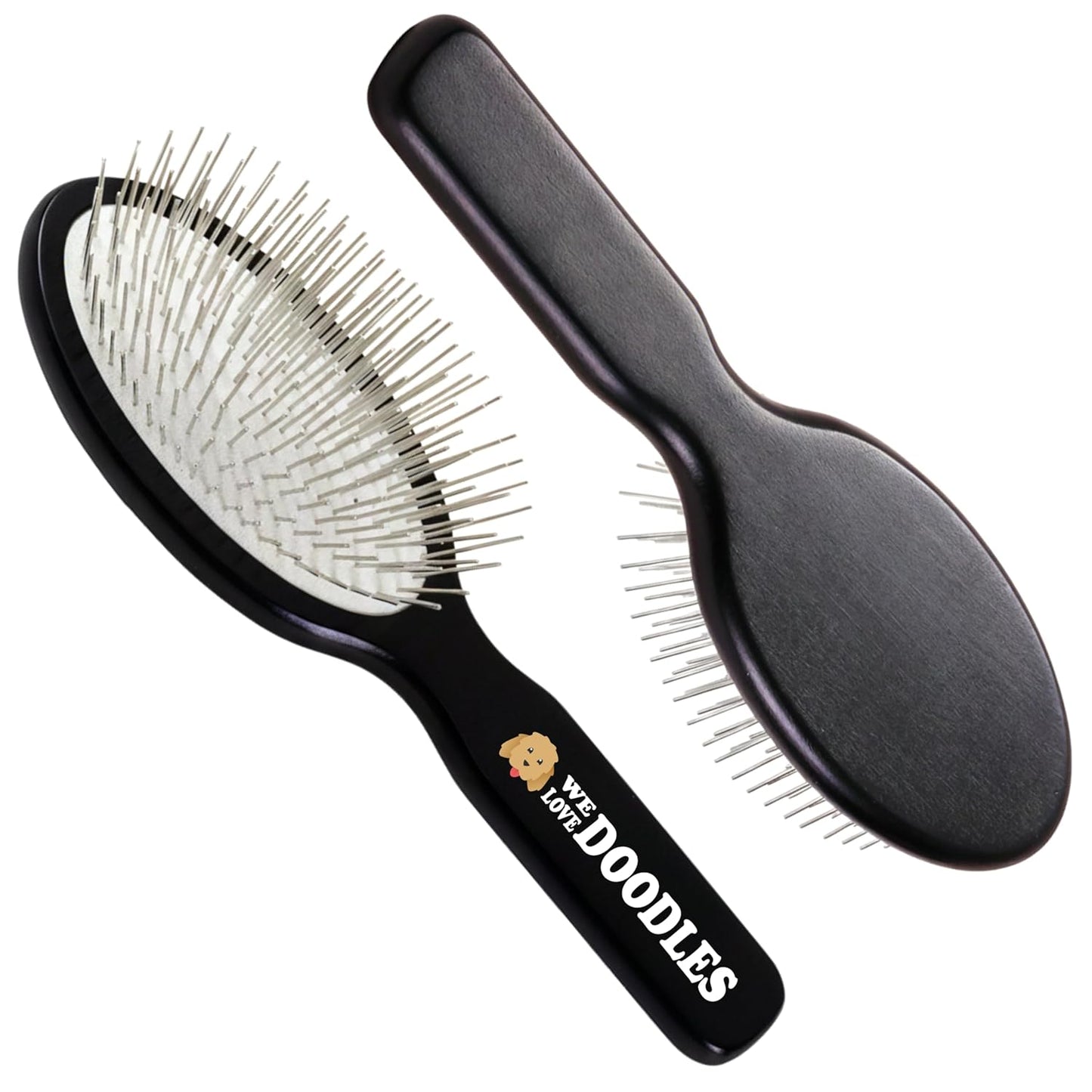 We Love Doodles Pin Brush for Dogs, Pet Grooming Detangler Pin Dog Brush, Dog Brush for Shedding and Removing Loose Fur, Lightweight Beech Wood (Silver Pins)