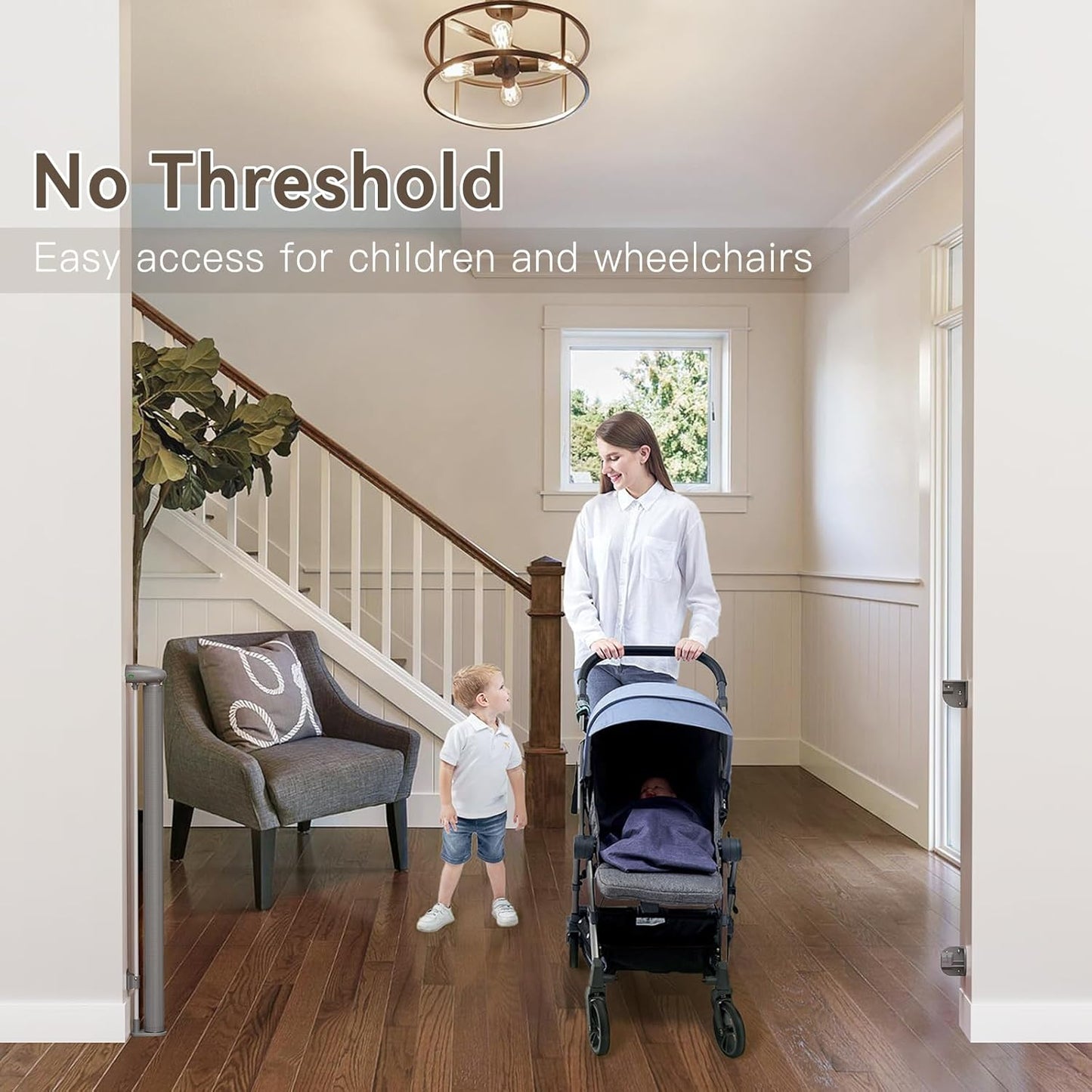 Uamector 138-Inch Extra Wide Retractable Baby Gate & Dog Gate, Reinforced Mesh Safety Gate Adjustable for Large Openings - Stairs, Doorways, Hallways - Indoor/Outdoor Use