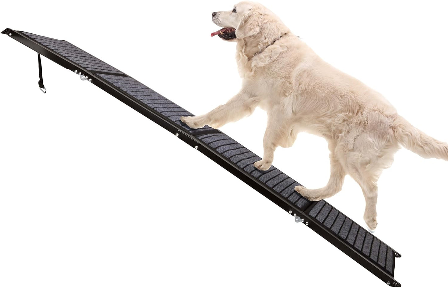 Dog Ramp - 62” x 17.5” Folding Dog Ramp for Car, Truck, SUV, or RV - Portable Ramps for Large Pets with Non-Slip Rug Surface - Pet Travel Accessories by PETMAKER (Black)
