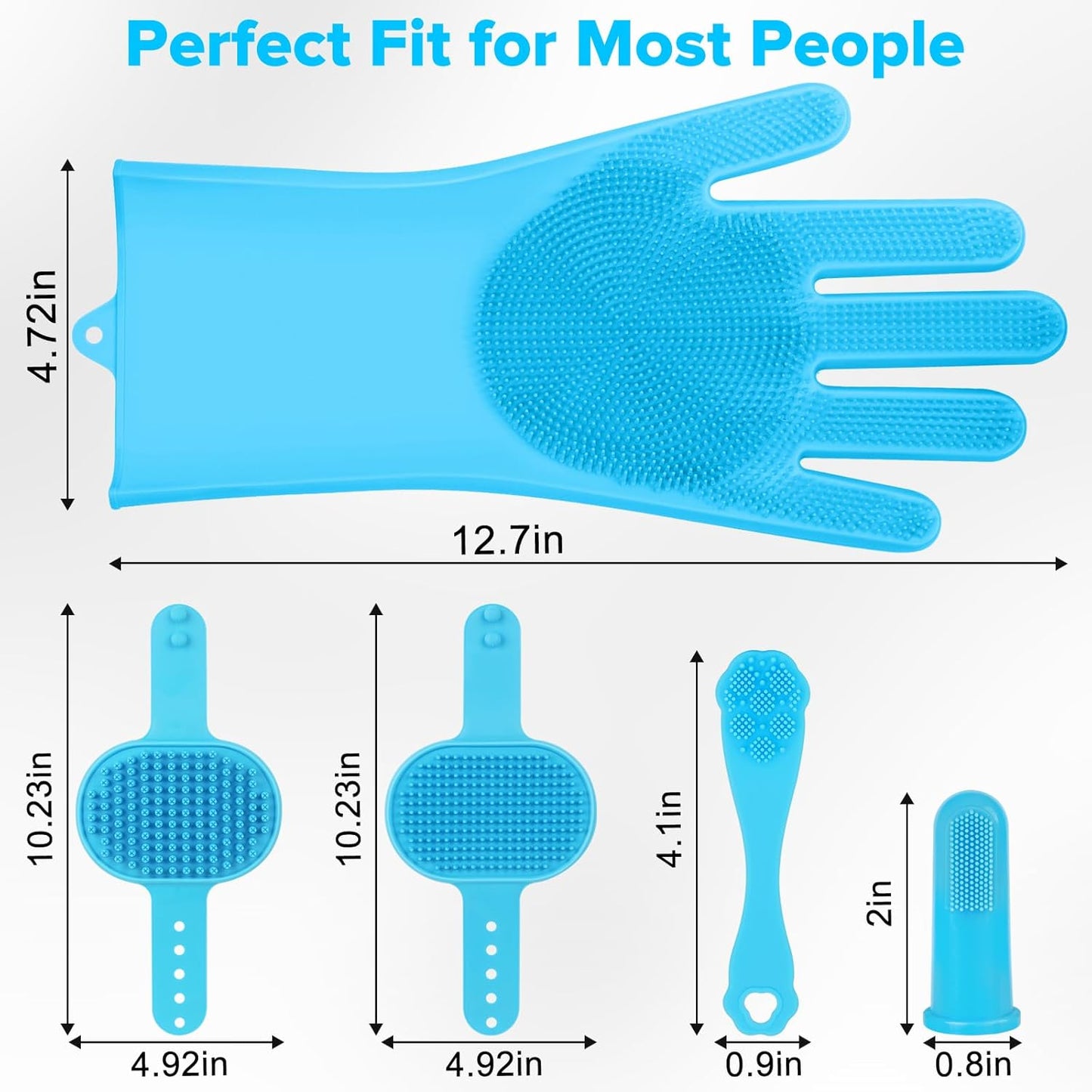 Augwind 6PCS Pet Grooming Kit for Dogs, Cats and Horses | Dog Washing Gloves | Cleanroom Gloves | Dog Bath Brush | Dog Bath Gloves | Dog Shampoo Brush | Dog Bath Supplies (Navy Blue)